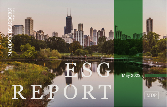 ESG report cover photo with Chicago skyline